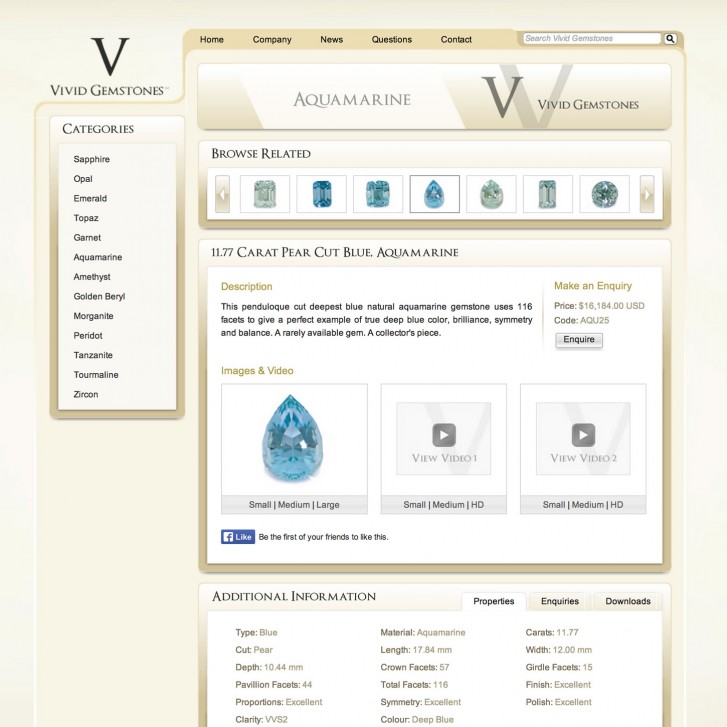 Vivid Gemstones product page